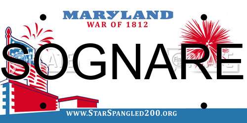 SOGNARE Maryland License Plate