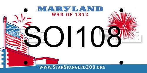 SOI108 Maryland License Plate