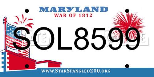 SOL8599 Maryland License Plate