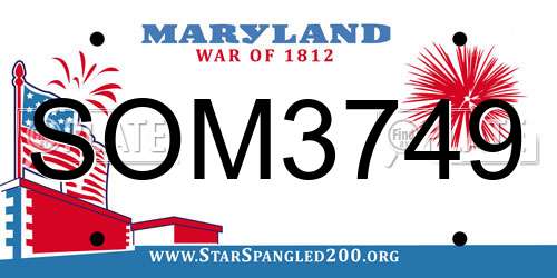 SOM3749 Maryland License Plate