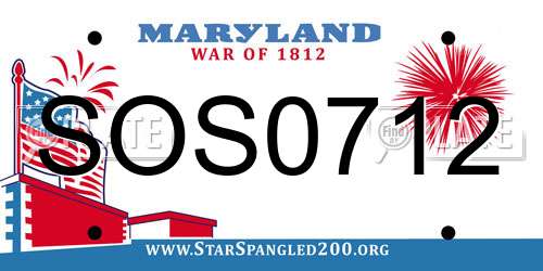 SOS0712 Maryland License Plate