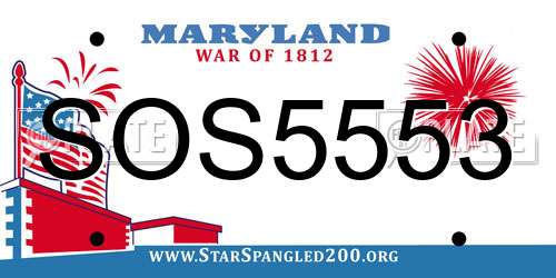 SOS5553 Maryland License Plate