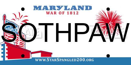 SOTHPAW Maryland License Plate