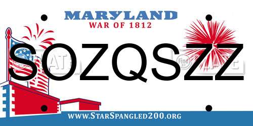 SOZQSZZ Maryland License Plate