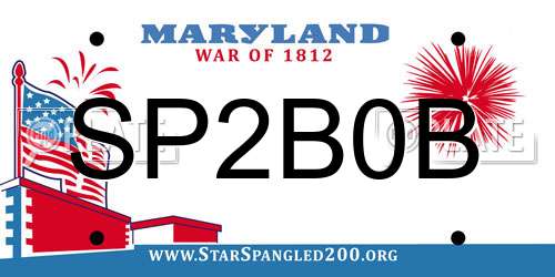 SP2B0B Maryland License Plate