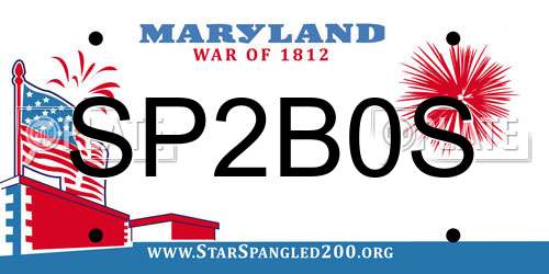 SP2B0S Maryland License Plate