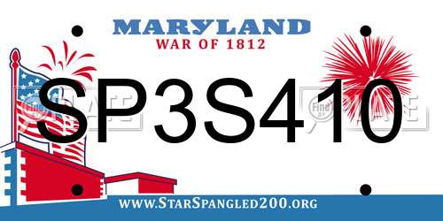SP3S410 Maryland License Plate