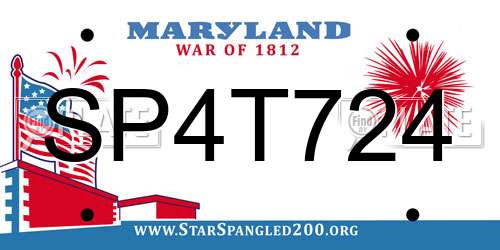 SP4T724 Maryland License Plate