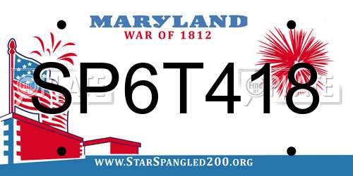 SP6T418 Maryland License Plate