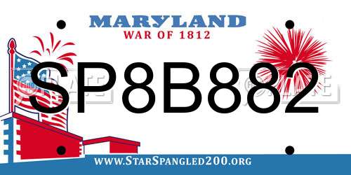 SP8B882 Maryland License Plate