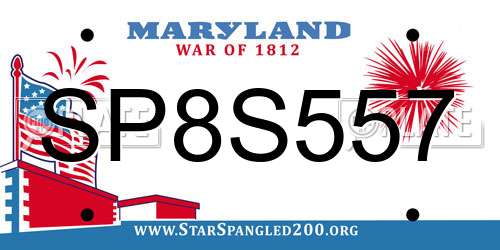 SP8S557 Maryland License Plate