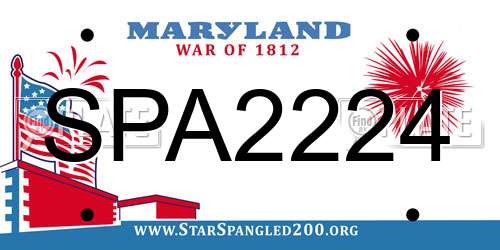 SPA2224 Maryland License Plate