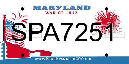 SPA7251 Maryland License Plate