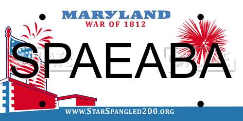 SPAEABA Maryland License Plate
