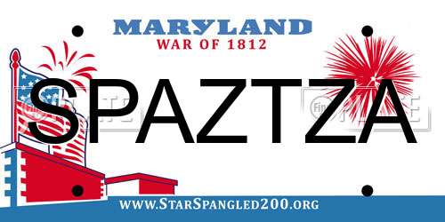 SPAZTZA Maryland License Plate