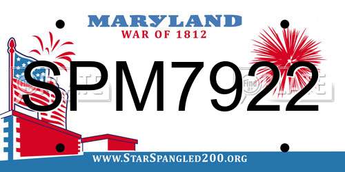 SPM7922 Maryland License Plate