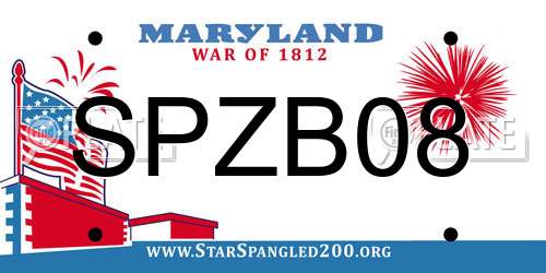 SPZB08 Maryland License Plate