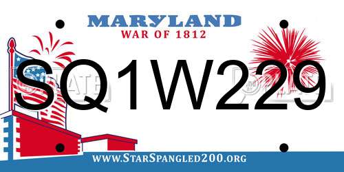 SQ1W229 Maryland License Plate