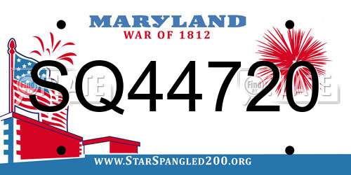SQ44720 Maryland License Plate