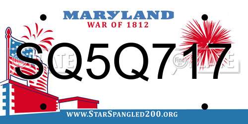 SQ5Q717 Maryland License Plate