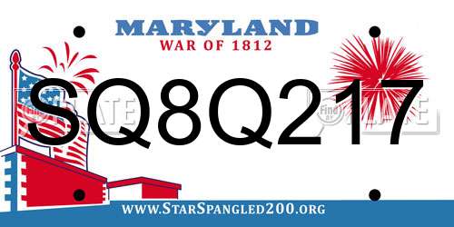SQ8Q217 Maryland License Plate