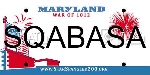 SQABASA Maryland License Plate