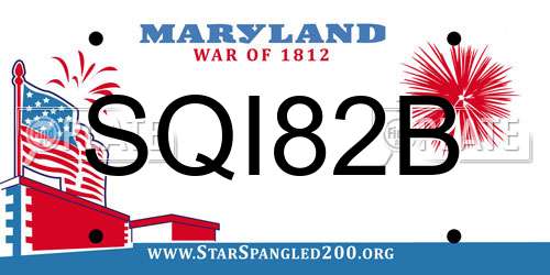 SQI82B Maryland License Plate