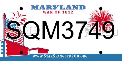 SQM3749 Maryland License Plate