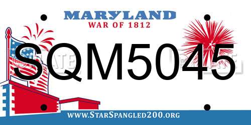 SQM5045 Maryland License Plate