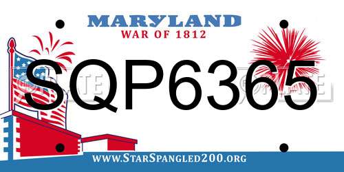 SQP6365 Maryland License Plate