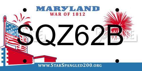 SQZ62B Maryland License Plate