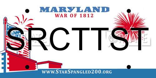 SRCTTST Maryland License Plate