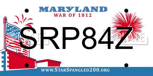 SRP84Z Maryland License Plate