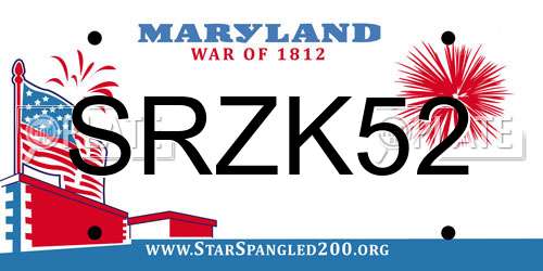 SRZK52 Maryland License Plate