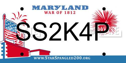 SS2K4P Maryland License Plate