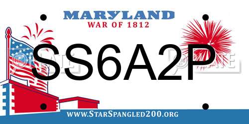 SS6A2P Maryland License Plate