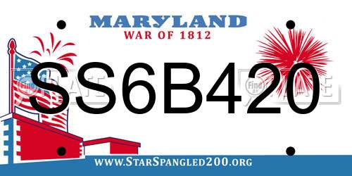 SS6B420 Maryland License Plate