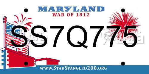 SS7Q775 Maryland License Plate