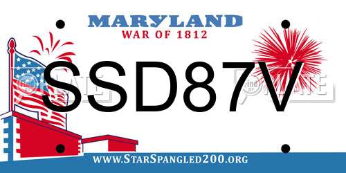 SSD87V Maryland License Plate