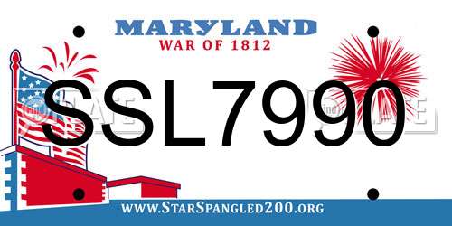 SSL7990 Maryland License Plate