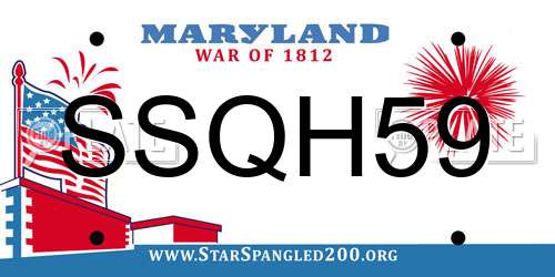 SSQH59 Maryland License Plate