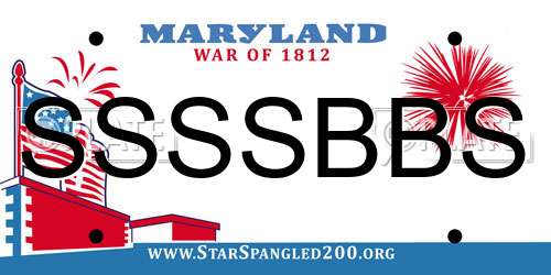 SSSSBBS Maryland License Plate
