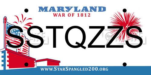SSTQZZS Maryland License Plate