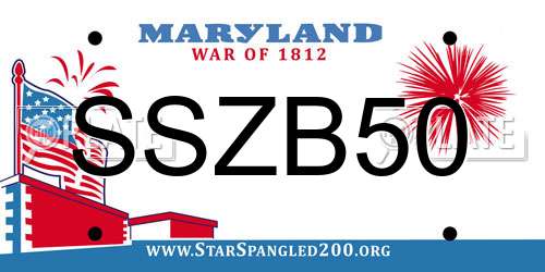 SSZB50 Maryland License Plate