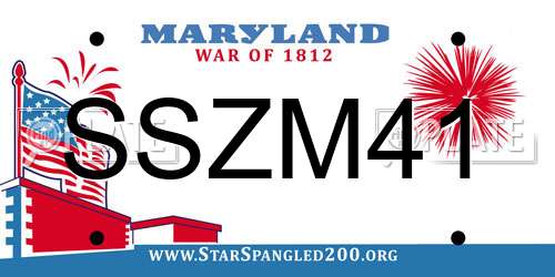 SSZM41 Maryland License Plate