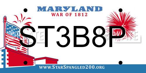ST3B8P Maryland License Plate