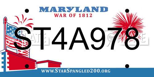 ST4A978 Maryland License Plate