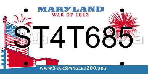 ST4T685 Maryland License Plate