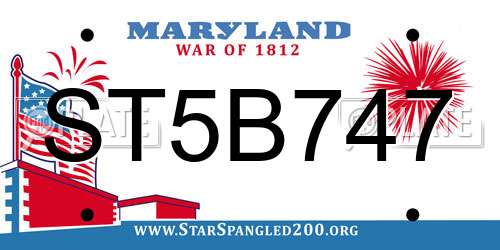 ST5B747 Maryland License Plate