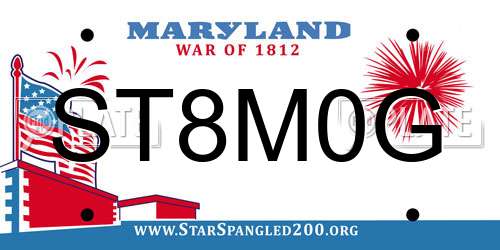 ST8M0G Maryland License Plate